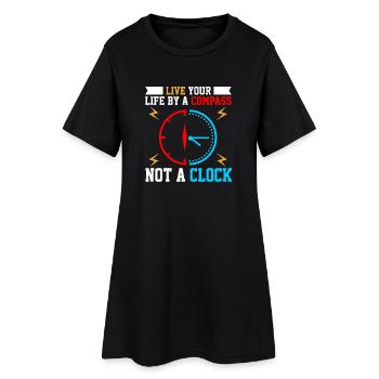 Horloge de sagesse avec motif de boussole - Robe T-shirt Femme - noir - Devant