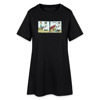 Fussballer Comic Cartoon Fussball Lustig Witzig - Frauen T-Shirt-Kleid - Schwarz - Vorne