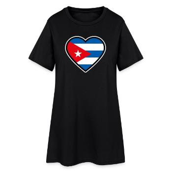 kuba flagge herz - Frauen T-Shirt-Kleid - Schwarz - Vorne