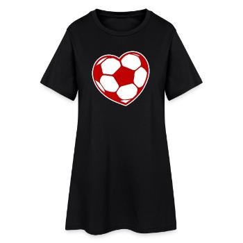J'aime le football football fan footballeur coeur - Robe T-shirt Femme - noir - Devant
