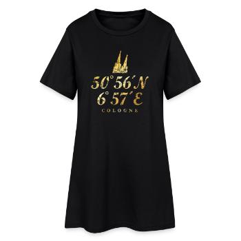 Köln Kölner Dom Koordinaten - Frauen T-Shirt-Kleid - Schwarz - Vorne