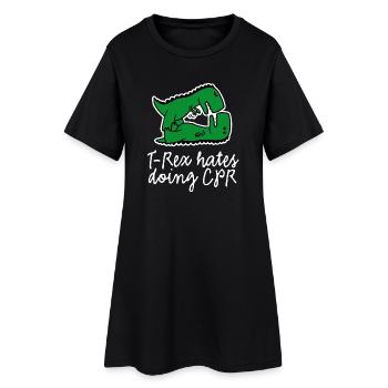 T-Rex hates doing CPR first aid nurse - Women’s T-Shirt Dress - black - Front