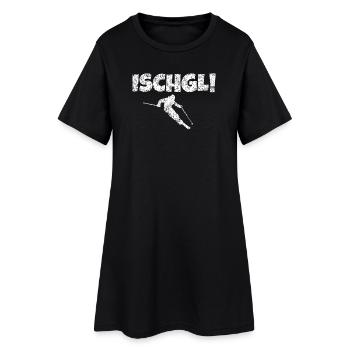 Ischgl Skifahrer (Weiß) Apres-Ski Schnee Winter - Frauen T-Shirt-Kleid - Schwarz - Vorne