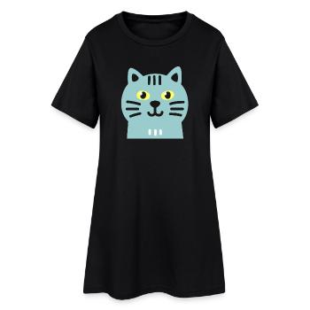 Chat mignon - Robe T-shirt Femme - noir - Devant