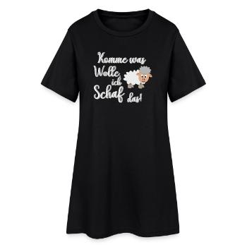 Ich schaffe das, ich Schaf das lustiges Motiv - Frauen T-Shirt-Kleid - Schwarz - Vorne