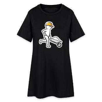 Bauarbeiter mit Schubkarre - Frauen T-Shirt-Kleid - Schwarz - Vorne
