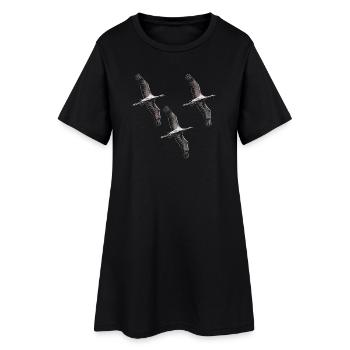 Grues migratrices d’oiseaux dans les tons de gris - Robe T-shirt Femme - noir - Devant