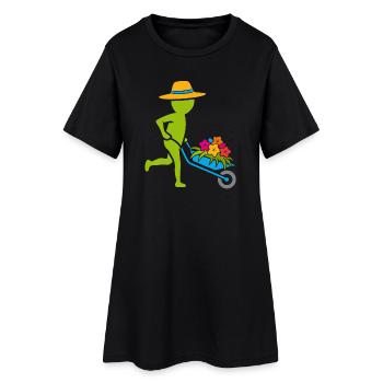 Gärtner / Gärtnerin - bunt - Frauen T-Shirt-Kleid - Schwarz - Vorne