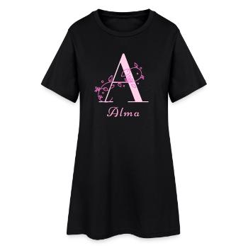 ALMA Namensshirt Blumen Buchstabe Damen - Frauen T-Shirt-Kleid - Schwarz - Vorne