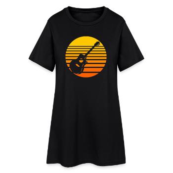 Retro sunset with guitar design - Women’s T-Shirt Dress - black - Front