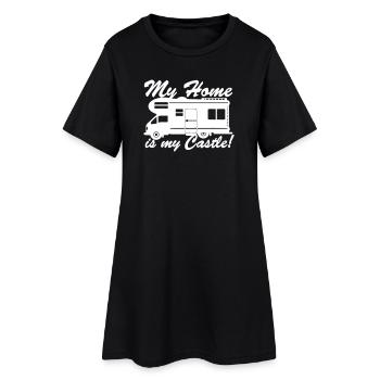Camping-car, RV Ma maison est mon château ... / + - Robe T-shirt Femme - noir - Devant