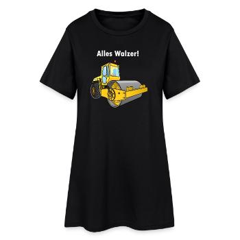 Dampfwalze, Alles Walzer, niederwalzen, Straßenbau - Frauen T-Shirt-Kleid - Schwarz - Vorne