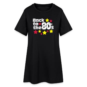 80er Party,Fun Shirt,Back to the 80s..(25) - Frauen T-Shirt-Kleid - Schwarz - Vorne