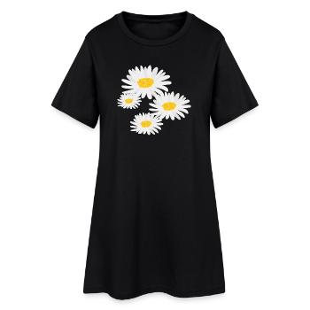 Flower Daisies - Women’s T-Shirt Dress - black - Front