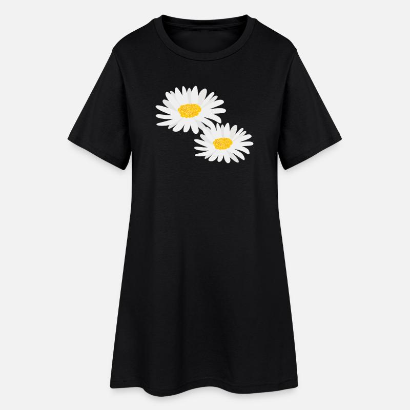 Blume Gänseblümchen - Frauen T-Shirt-Kleid - Schwarz