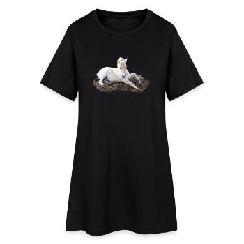 liegendes Fohlen im Stroh, tierbaby designs - Frauen T-Shirt-Kleid - Schwarz - Vorne