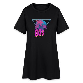 Costume de soirée sur le thème des années 80, 80 et 80 - Robe T-shirt Femme - noir - Devant