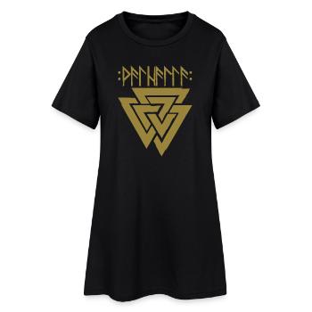 Valhalla en runes avec Valknut, symbole d'Odin - Robe T-shirt Femme - noir - Devant