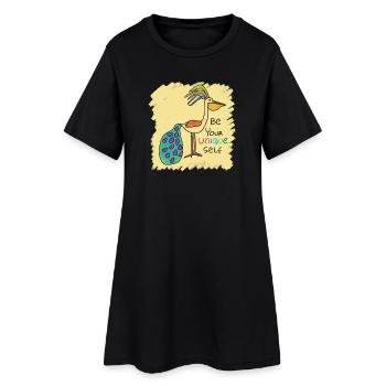 Bel oiseau, drôle, spécial, unique avec texte - Robe T-shirt Femme - noir - Devant