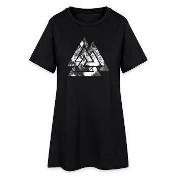 Valknut, symbole d’Odin - Avec Wolf - Robe T-shirt Femme - noir - Devant