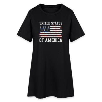 Drapeau des États-Unis en détresse - Robe T-shirt Femme - noir - Devant