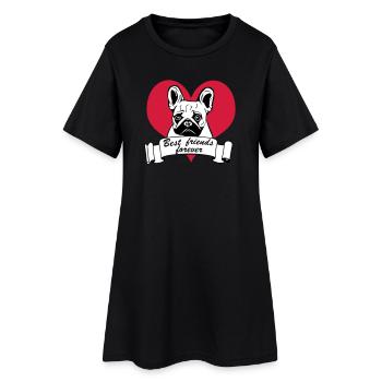 Bouledogue français, bouledogue français ... / + - Robe T-shirt Femme - noir - Devant