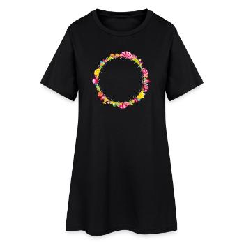 A round frame of sweets for your own texts - Women’s T-Shirt Dress - black - Front