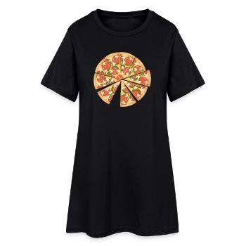 Pizza au salami, poivrons, champignons et fromage - Robe T-shirt Femme - noir - Devant