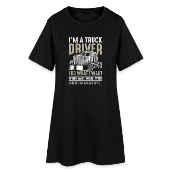 Drôle de chauffeur de camion disant - Robe T-shirt Femme - noir - Devant