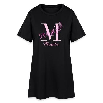 MAGDA Namensshirt Blumen Buchstabe Damen - Frauen T-Shirt-Kleid - Schwarz - Vorne