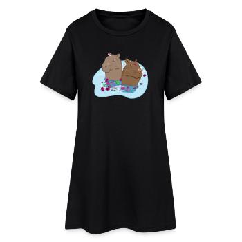 Capybaras verliebt - Frauen T-Shirt-Kleid - Schwarz - Vorne