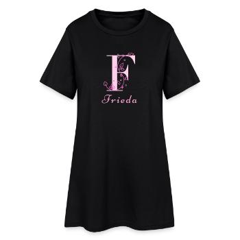 FRIEDA Namensshirt Blumen Buchstabe Damen - Frauen T-Shirt-Kleid - Schwarz - Vorne