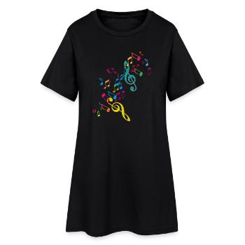 kunterbunte zusammengewürfelte Musik Noten - Frauen T-Shirt-Kleid - Schwarz - Vorne