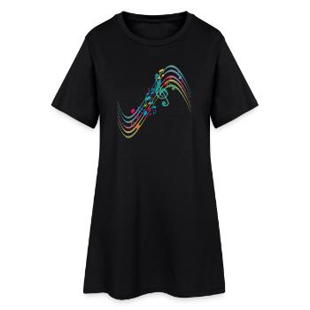 Bunte Symphonie auf schwungvollen Notenlinien - Frauen T-Shirt-Kleid - Schwarz - Vorne
