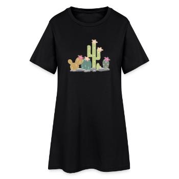 Jardin de rocaille de cactus avec différents cactus - Robe T-shirt Femme - noir - Devant