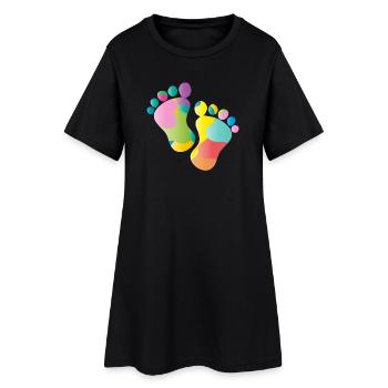 empreintes colorées de bébé - Robe T-shirt Femme - noir - Devant