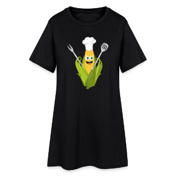 épi de dessin animé drôle avec toque - Robe T-shirt Femme - noir - Devant