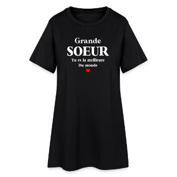 T SHIRT GRANDE SŒUR TU ES LA MEILLEURE DU MONDE - Robe T-shirt Femme - noir - Devant