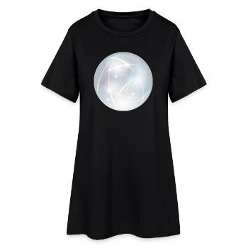 Boule de cristal aux délicats reflets lumineux pastel - Robe T-shirt Femme - noir - Devant