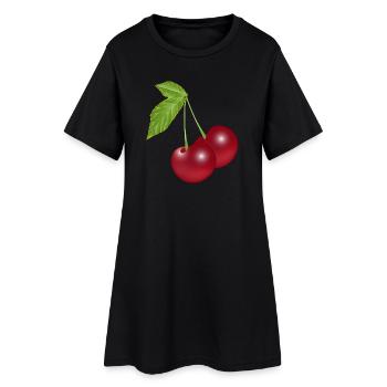 belles cerises rouges foncées croquantes - Robe T-shirt Femme - noir - Devant