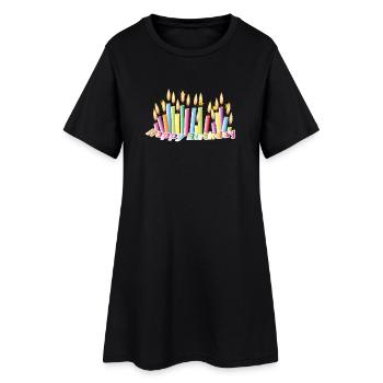 Bougies d'anniversaire arc-en-ciel avec joyeux anniversaire - Robe T-shirt Femme - noir - Devant