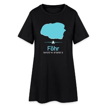 Föhr | Design-Landkarte - Frauen T-Shirt-Kleid - Schwarz - Vorne