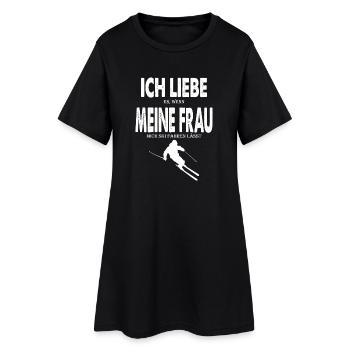 Ich Liebe es wenn meine Frau Mich Ski Fahren Lässt - Frauen T-Shirt-Kleid - Schwarz - Vorne