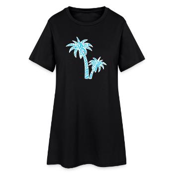 Tropic Wave Abstract Palm Design - Women’s T-Shirt Dress - black - Front