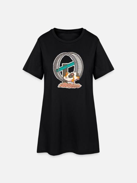 Roue de hamster Hamster Gold Hamster - Robe T-shirt Femme - noir