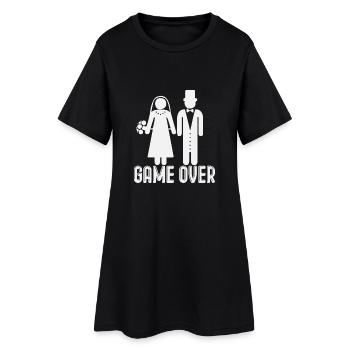 Fin de partie : silhouette du couple de mariés - Robe T-shirt Femme - noir - Devant