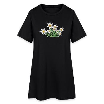 L’Edelweiss, Fleur des Alpes, Fleur de Suisse - Robe T-shirt Femme - noir - Devant