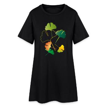 feuilles de ginkgo automnales parfois seulement des contours - Robe T-shirt Femme - noir - Devant