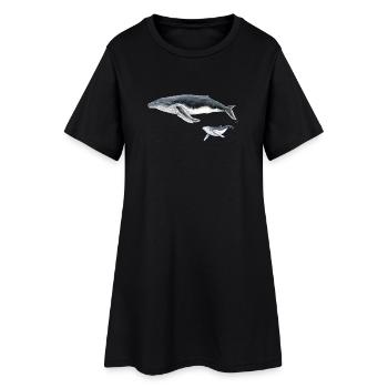 Baleine à bosse avec bébé baleine megaptera - Robe T-shirt Femme - noir - Devant