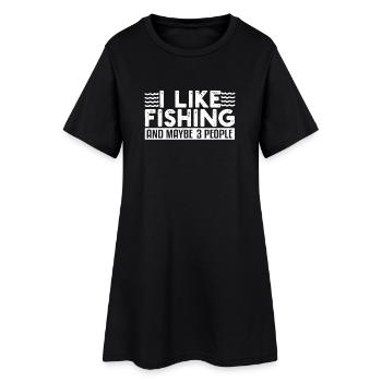 Angeln Angler - Frauen T-Shirt-Kleid - Schwarz - Vorne